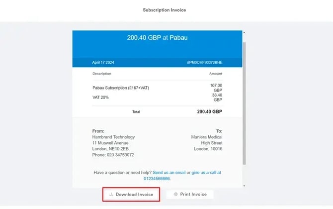 How to Download your Pabau Subscription Invoice_2