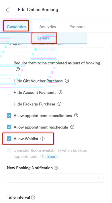 How to Enable Waitlist in Online Bookings3