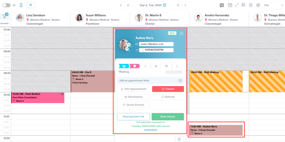 How to access the client card from calendar1