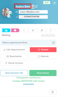 How to access the client card from calendar3