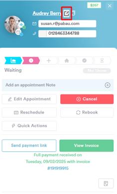 How to access the client card from calendar4