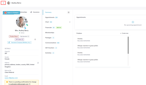 How to access the client card from calendar5