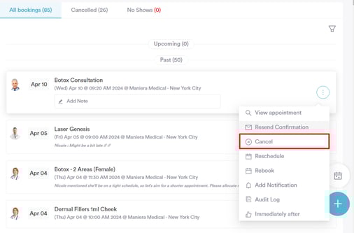 How to Cancel an Appointment from the Client Card_4