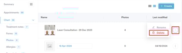How to Delete an Album in the Client Card_3