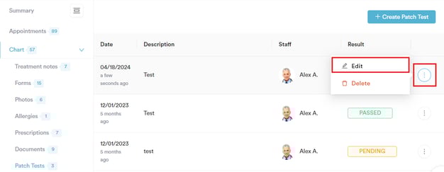 How to Edit a Patch Test in the Client Card_3