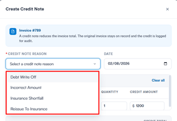 How to Issue a Credit Note for an Invoice from the Client Card 5