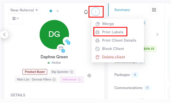 How to Print a Label from the Client Card1