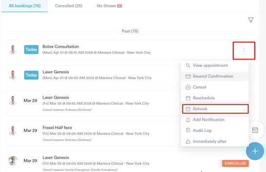 How to Rebook an Appointment from the Client Card_3