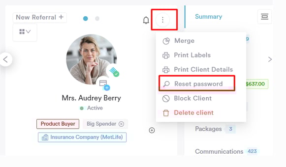 How to Send a Password Reset Email from the Client Card2