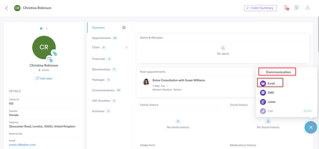 How to Send an Email from the Client Card_2