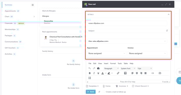 How to Send an Email from the Client Card_3