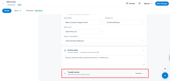 How to Transfer an Invoice 3