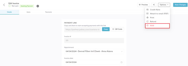 How to Void an Invoice from the Client Card_4