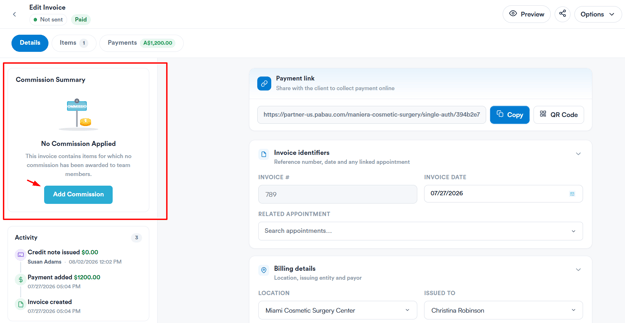How to add commission to an invoice 2