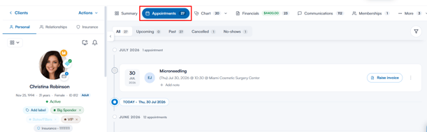 How to cancel an appointment  from client card 1