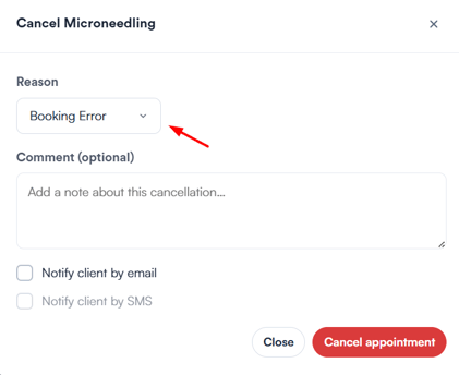 How to cancel an appointment  from client card 4