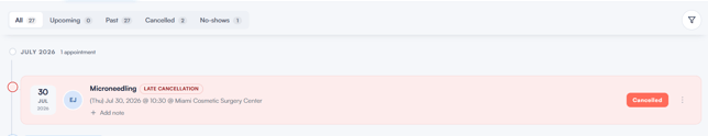 How to cancel an appointment  from client card 5