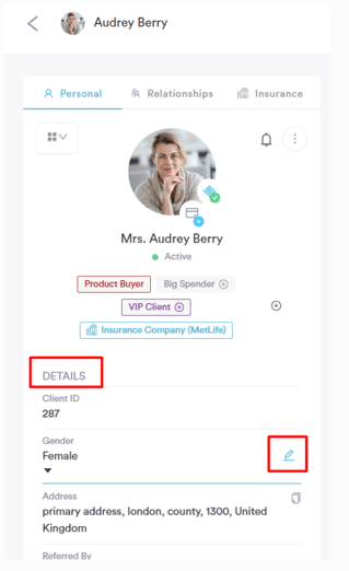 How to edit client details in client card1