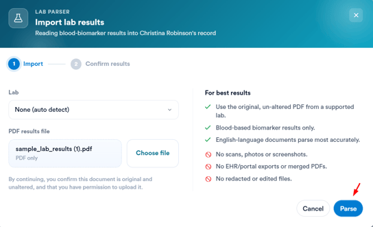 How to import results 4