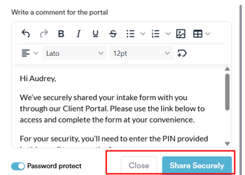 How to share forms securely through the client card11