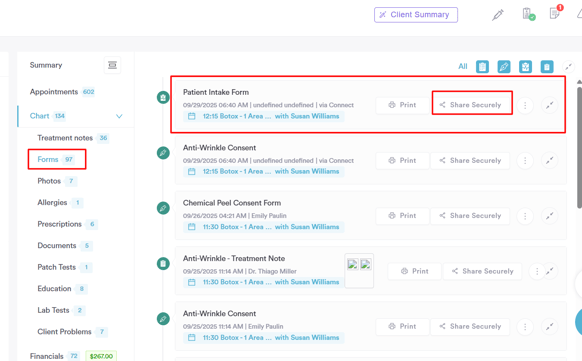 How to share forms securely through the client card3