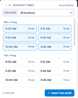 How to use suggested times in email 6-1
