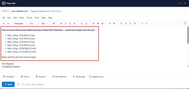 How to use suggested times in email 7