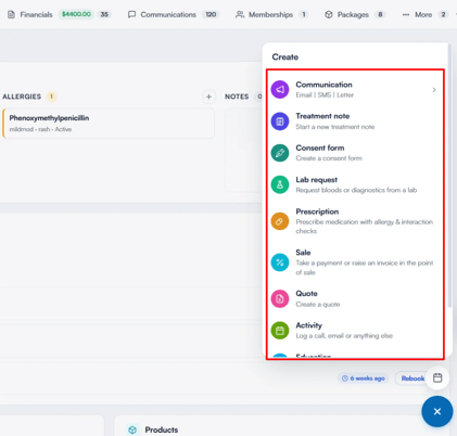 How to use the create button in client card 2-1