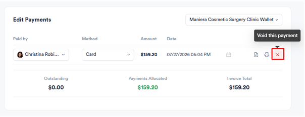 How to void a payment from client card 3