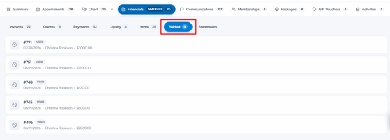 How to void an invoice from client card 5