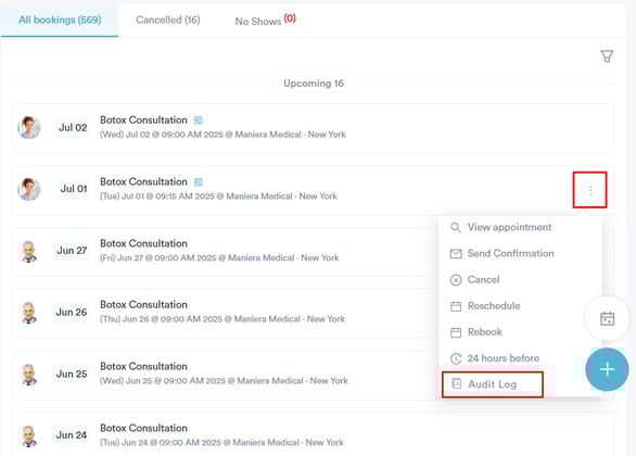 Understanding the Appointment Audit Log4