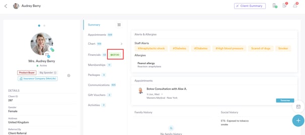 Client Account Balance Where It Appears in Pabau1