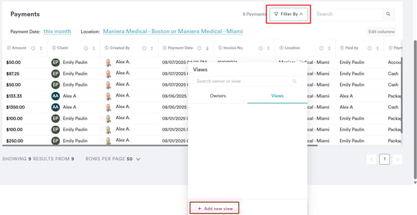How to Create Custom Views in Invoices, Payments, and Appointments11
