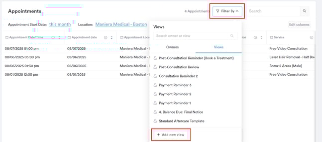 How to Create Custom Views in Invoices, Payments, and Appointments19