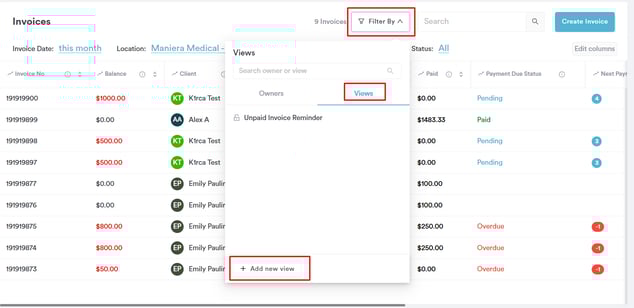 How to Create Custom Views in Invoices, Payments, and Appointments2