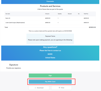 enable payments in quotes 3