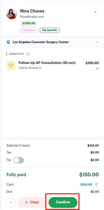 confirm payment pos