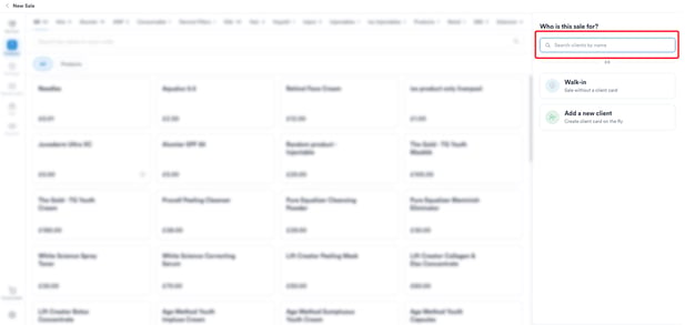 create sale pos - select client