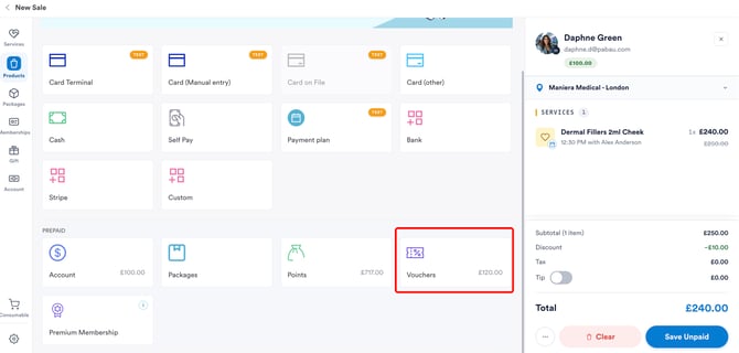 voucher payment option