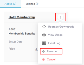 How to resume a membership 3