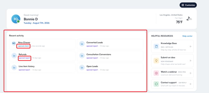 recent-activity-homepage-opened