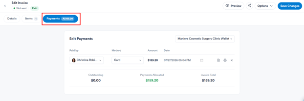 How to void a payment from client card 2
