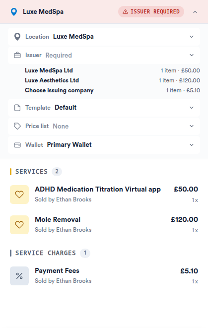 Split billing breakdown in the point of sale