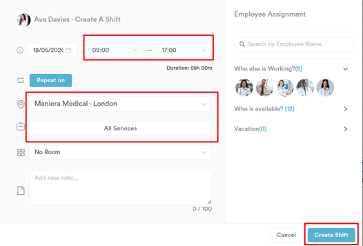 How to Create a Shift for a Specific Location 4