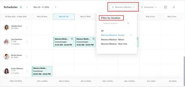 How to Create a Shift for a Specific Location_1