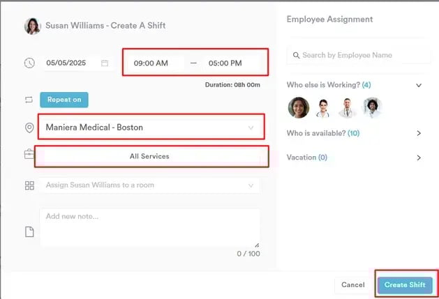 How to Create a Shift for a Specific Location_3
