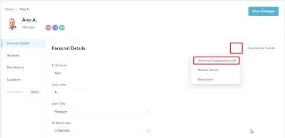 How to Send a Password Reset Email to a Team Member