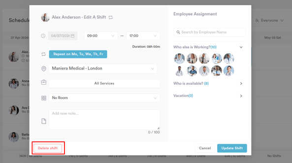 How to Transfer Appointments Before Deleting a Shift 2