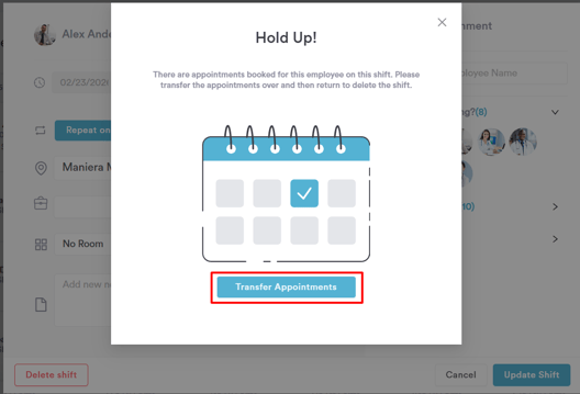 How to Transfer Appointments Before Deleting a Shift 3