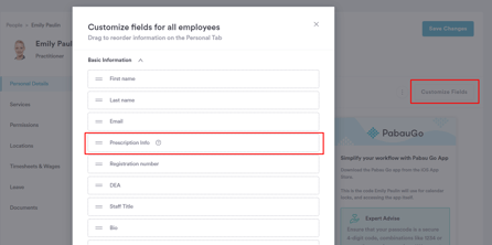How to set up prescripton information for staff members5